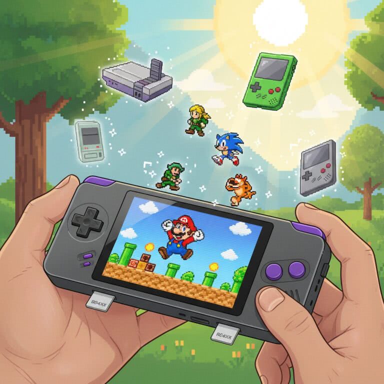 Anbernic RG40XX H – przenośna konsola retro oferująca emulację gier od czasów Atari 2600 aż po PlayStation 1