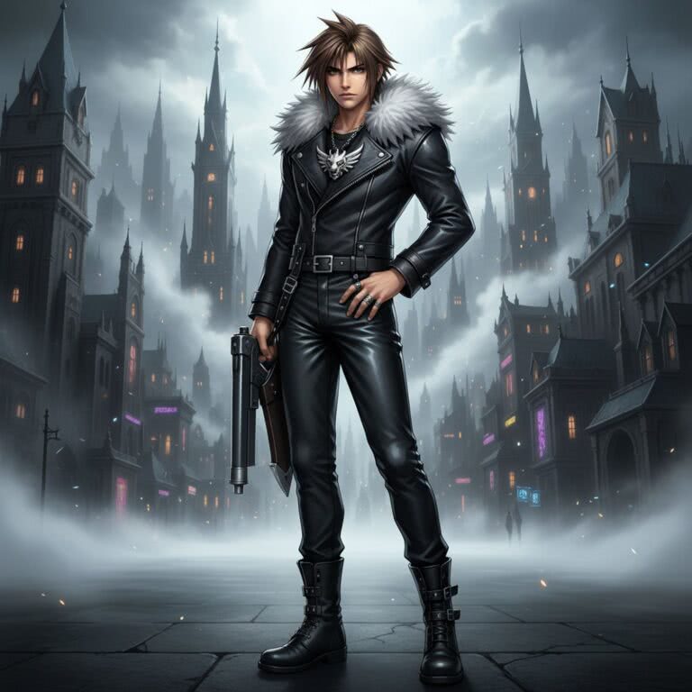 Futrzane akcenty i skórzane detale – Squall Leonhart jako ikona mody visual kei w Final Fantasy VIII