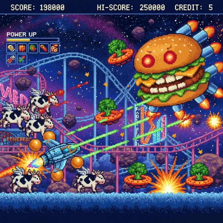 Star Parodier – PC Engine CD (NEC / Hudson Soft) – humorystyczny shoot’em up z ery 16-bitów