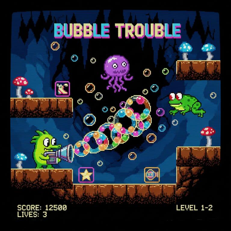 Bubble Trouble – klasyczna zręcznościowa gra bańkowa na Atari Lynx