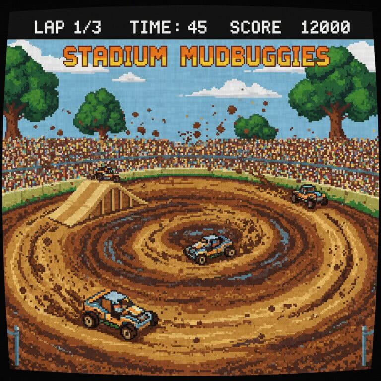 Stadium Mud Buggies – INTELLIVISION (Mattel Electronics) – zanurz się w błotnistych wyścigach z ery wczesnych konsol