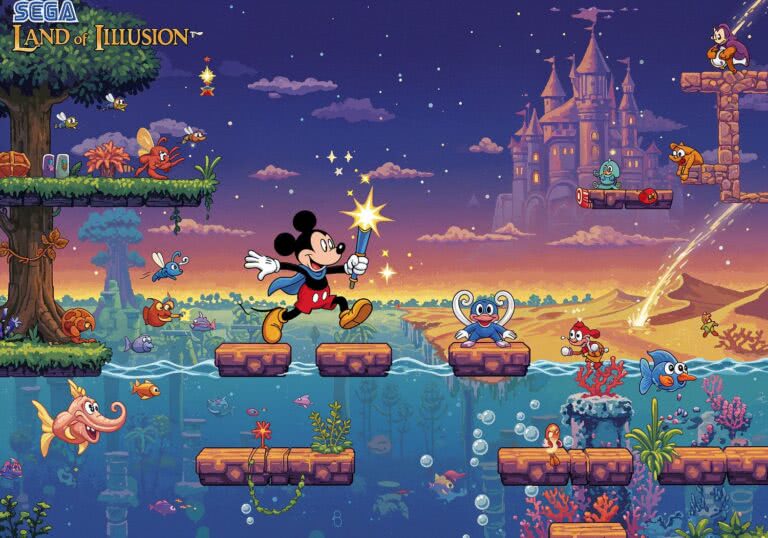 Land of Illusion Starring Mickey Mouse – MASTER SYSTEM (Sega) – Klasyczna platformówka z myszką w roli głównej i magią iluzji