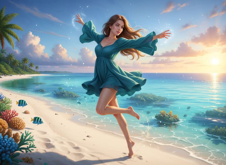 Czarodziejka Wody z Atolu Coral Reef w Zwiewnej Sukience Mini